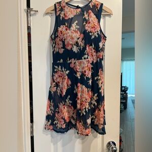 Torrid blue with pink floral swim dress size 0(L/12)(D/DD)